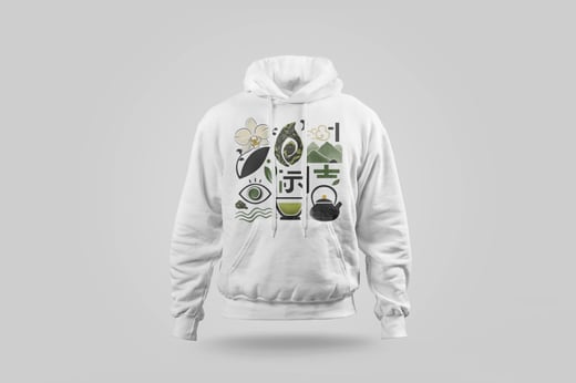 Hoodie — Floral Tie Guan Yin